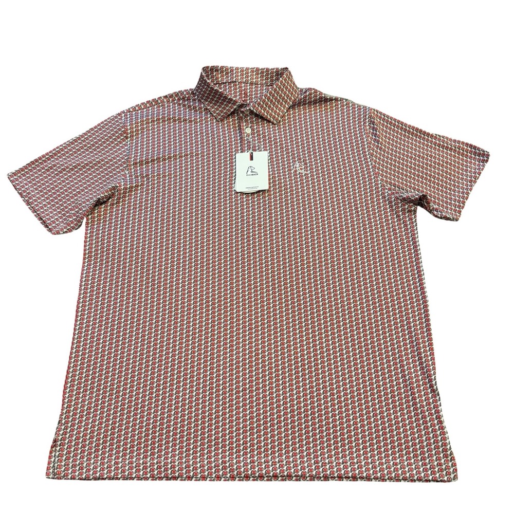 Rhoback Mens Utah Utes Performance Polo Shirt XL Red White Logo Print NWT